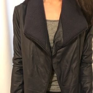 Vince cross- front leather jacket